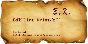Bálint Kristóf névjegykártya